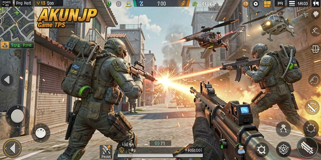 Gameplay mendebarkan dari AKUNJP dengan aksi tembak-menembak yang seru.