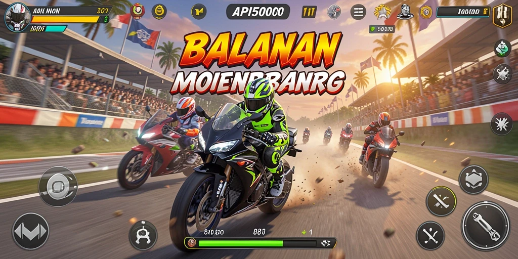 Screenshot gameplay API5000 menunjukkan balapan motor yang penuh aksi dan ketegangan.