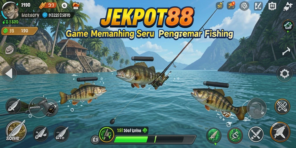 Tampilan gameplay JEKPOT88 dengan aksi memancing yang seru.
