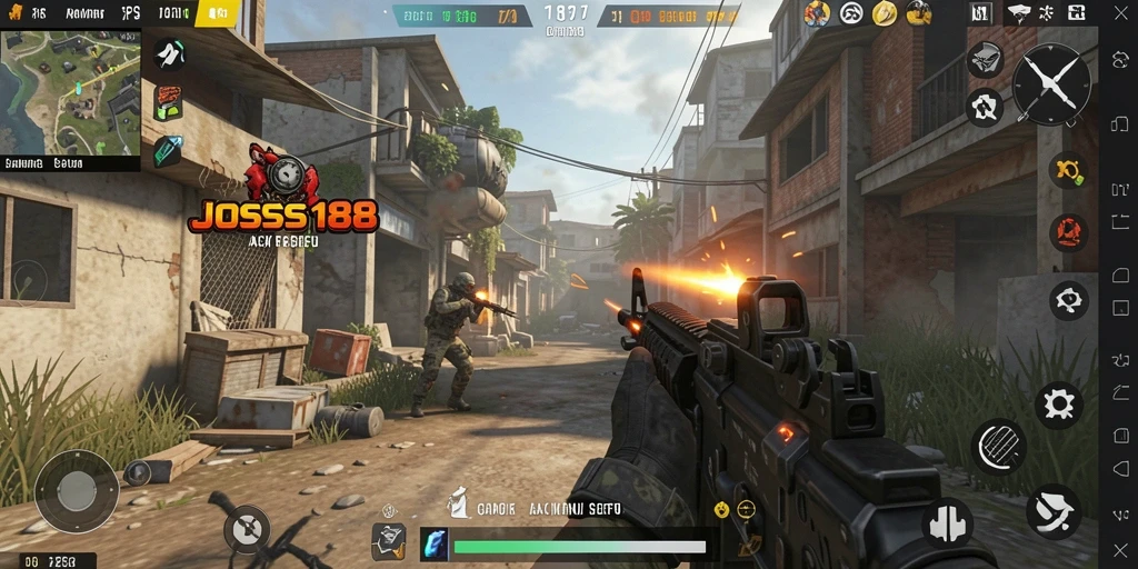Tangkapan layar dari gameplay seru JOSS188 dalam aksi FPS.