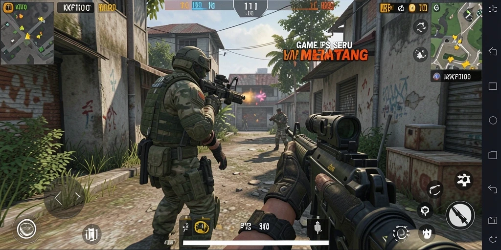 Screenshot KPK100 dengan aksi menegangkan dalam gameplay FPS.