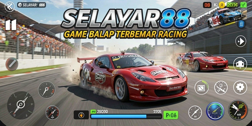Tangkapan layar gameplay SELAYAR88 menampilkan aksi balap yang seru dan mendebarkan.